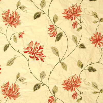 HONEYSUCKLE EMBROIDERY-SILK / RED/GREEN